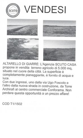 Terreno agricolo in commerciale in Altarello di giarre