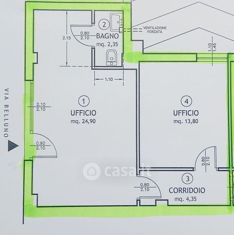 Ufficio in commerciale in Via Belluno 3