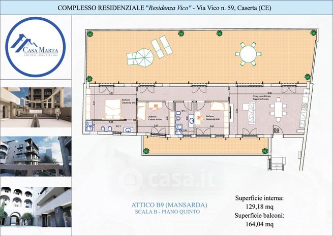 Attico/mansarda in residenziale in Via Gian Battista Vico 59