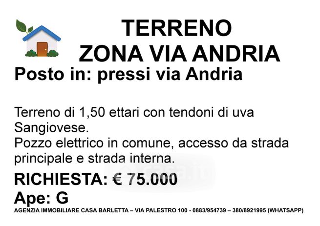 Terreno agricolo in commerciale in Via Andria